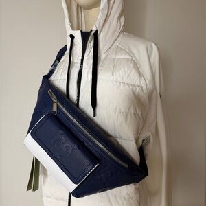 Gucci Blue Leather GG Embossed Belt Bag Crossbody Waist bag